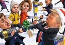 Зеленский и Трамп не могут поделить подарок Трам Зеленский карикатура